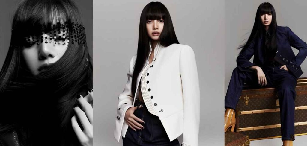 Lisa wearing a chic outfit as a fashion icon, representing her global appeal.