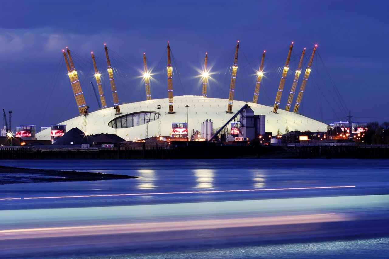 The O2 Arena in London, a major concert venue featuring performances by international artists, including BLACKPINK.