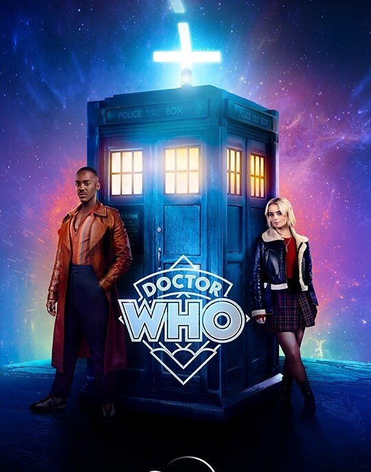 The TARDIS flying through a swirling time vortex, representing the excitement of Doctor Who Season 2.