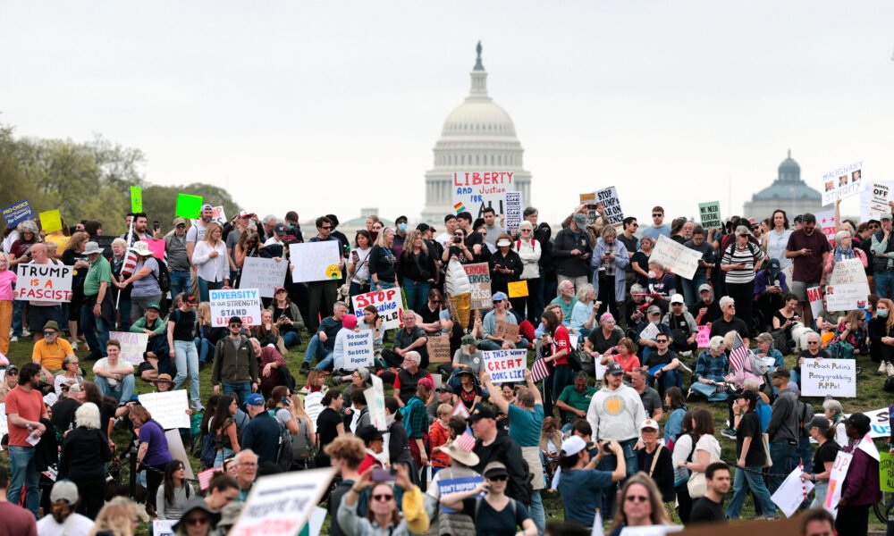Protestors at Capitol Hill demanding tariff policy transparency.
