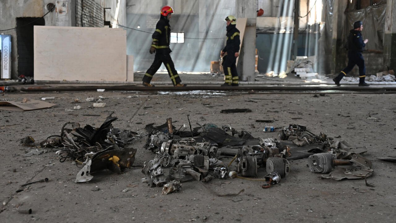 Destroyed buildings and fire damage from Russian drone attacks in Odesa and Kharkiv