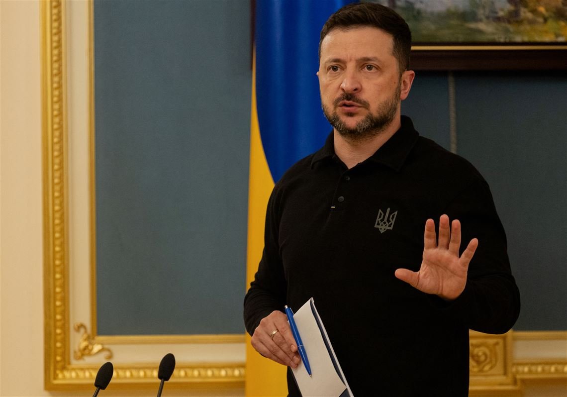 Zelenskyy giving a solemn televised speech after the Marhanets drone attack