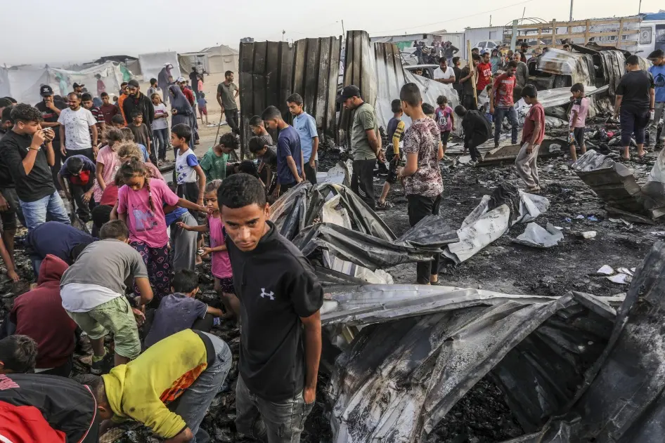 Destroyed infrastructure near the Gaza aid site highlights the humanitarian urgency.