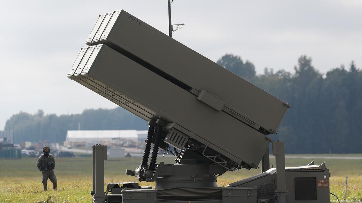 Ukrainian NASAMS air defense system deployed in the field.