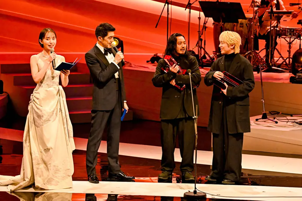 Creepy Nuts performing live at Music Awards Japan 2025 with crowd cheering