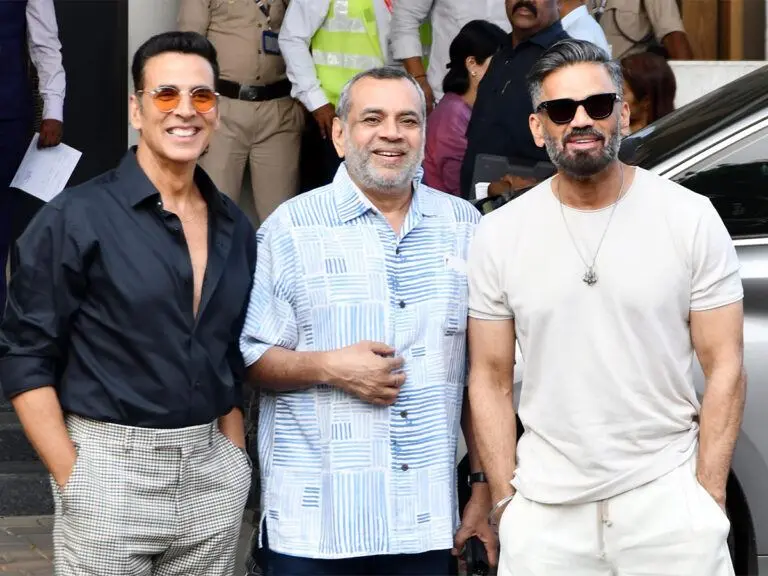 Behind the scenes of Hera Pheri 3 with cast and crew prepping for shoot