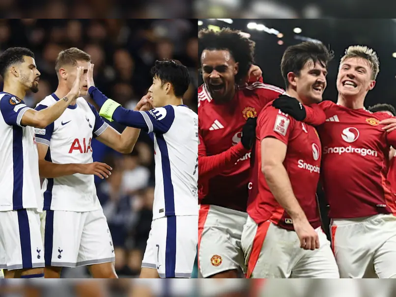 United vs Tottenham tense midfield action in Europa League final.