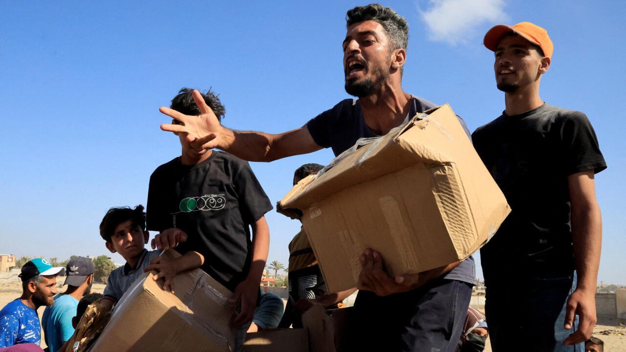 Chaos erupts at the Gaza aid site as desperate crowds overwhelm relief efforts.