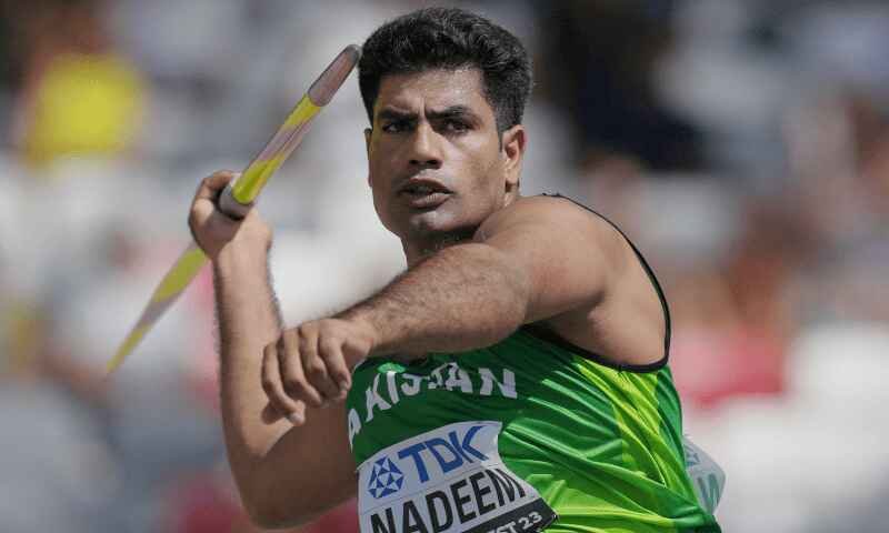 Arshad Nadeem in action during 2025 Asian Athletics Championship javelin throw