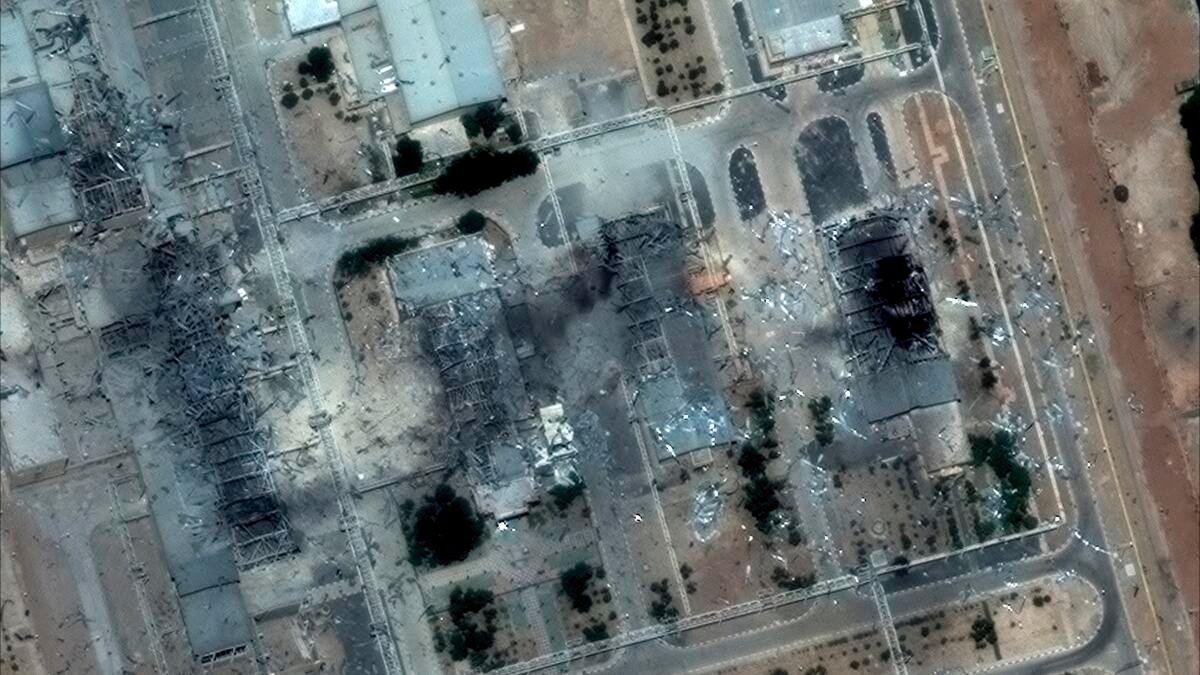 Satellite image showing destruction at Iranian military facility targeted during Israel-Iran conflict